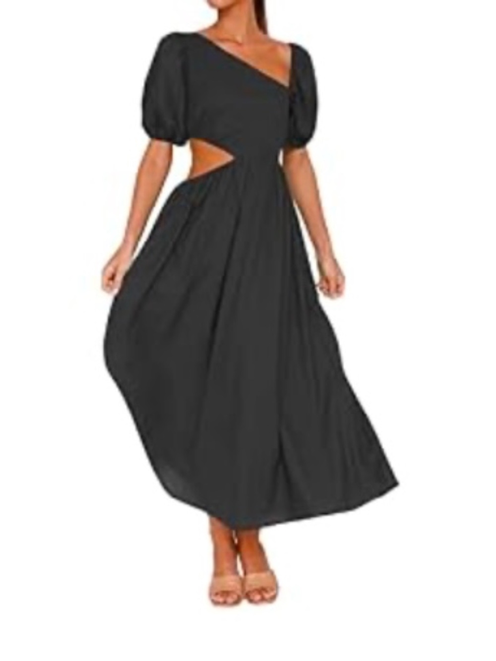 Women Summer One Shoulder Sleeveless Maxi Dress Cutout